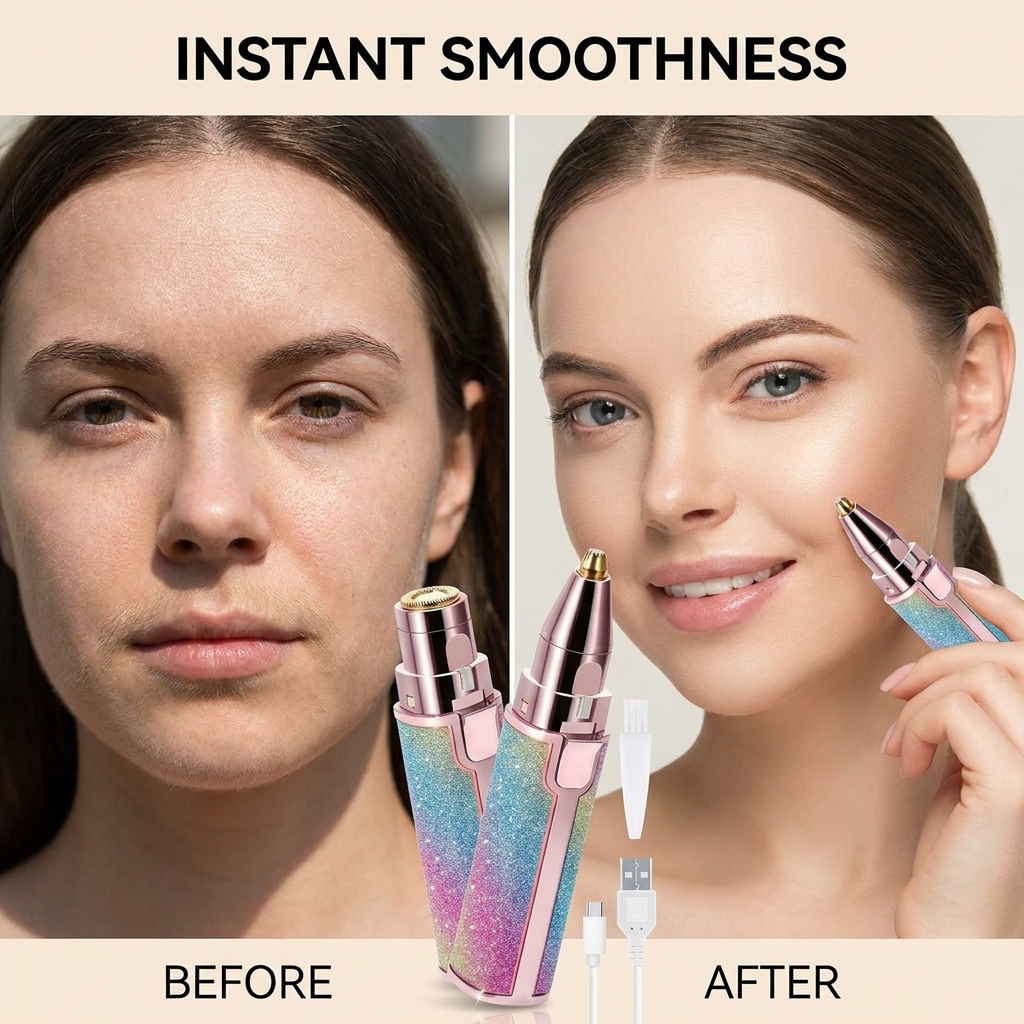 2-in-1 Rechargeable Eyebrow & Facial Hair Trimmer for Women